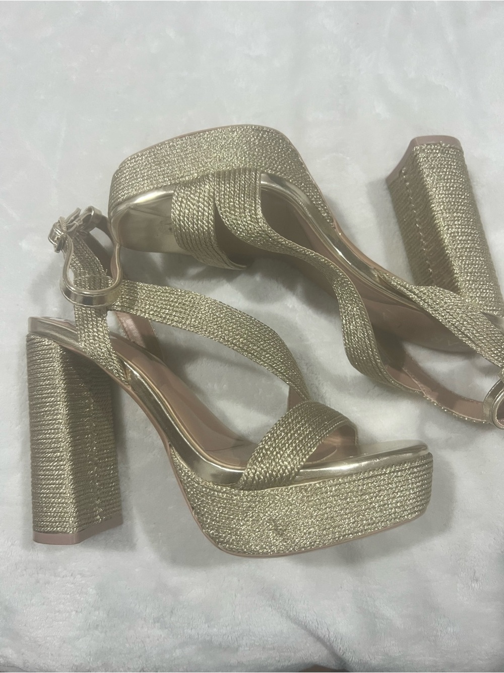 Carvela Women’s Gold Platform Block Heel Sandals